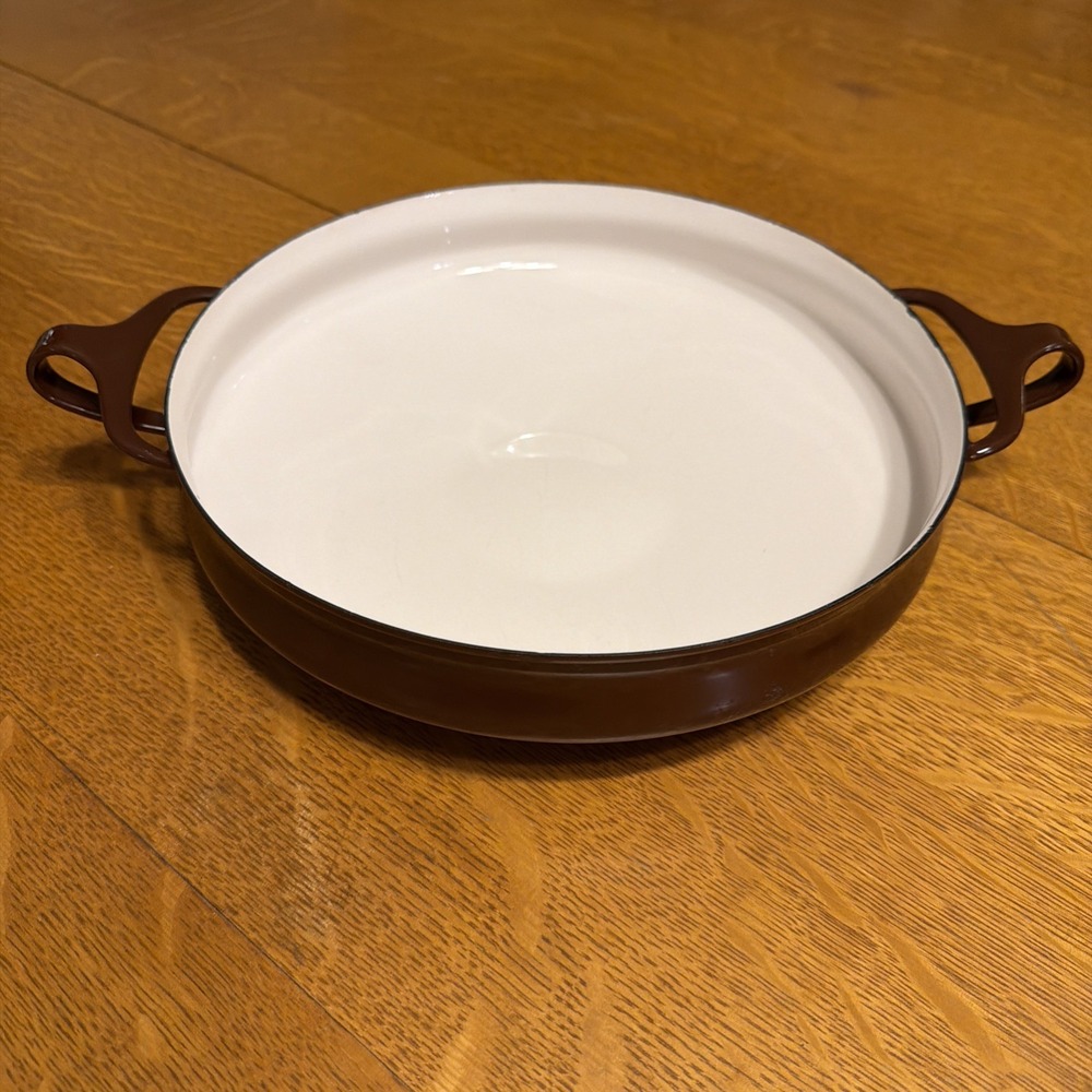 Vintage Dansk  Kobenstyle Enamel Brown 10"Paella Pan France MCM Excellent